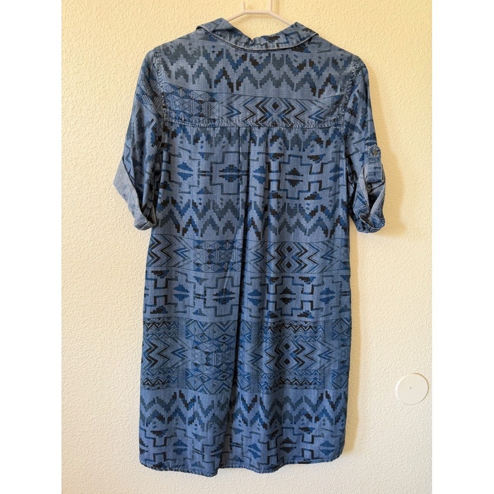Philosophy Womens Aztec Print Chambray Shirt Dressβ Tencel Blue Size S - Picture 3 of 14